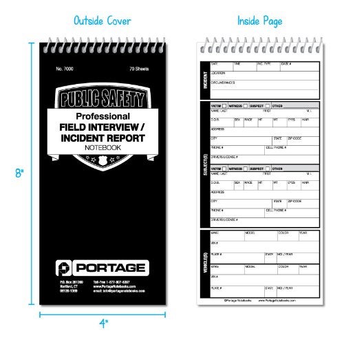 Portage Public Safety Notebook - Spiral Notebook, Notepad, Writing Pad with Template for Interviews, Accidents & Incident Reports, Field Book for Police - 4 x 8 Inches, 70 Sheets / 140 Pages (Pack of 3) - Image 2